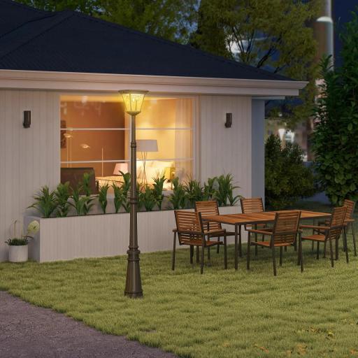 Farola Solar Exterior con Panel Solar Encendido y Apagado Automático Sensor de Movimiento IP44 26x24x220 cm Negro