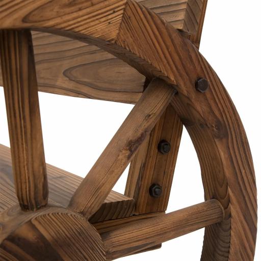 Banco de Exterior de Madera con Reposabrazos y 2 Ruedas Decorativas Estilo Rústico Carga 250 kg 114x58x80 cm Carbonizado [7]