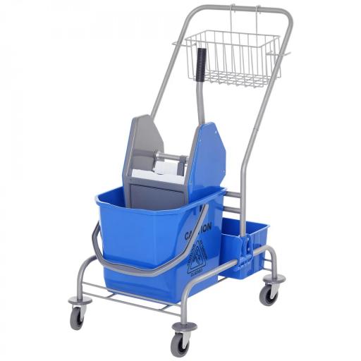 Carro de Limpieza Profesional con Cubo de Fregado Extraíble de 25 Litros y Escurridor de Prensa 72x49,5x95 cm Azul [9]