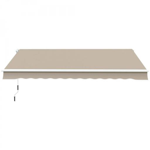 Toldo Manual 395x245 cm con Manivela Toldo Balcón Patio Terraza de Aluminio y Tejido Poliéster 280 g/m² Anti-UV Beige [8]