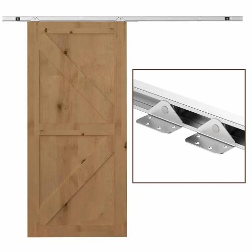 Herraje para Puerta Corredera 186 cm Kit de Accesorios para Puerta Corrediza de Madera con Riel de Metal [4]