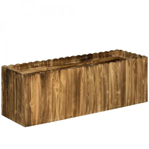 Jardinera de Madera Jardinera Elevada para Cultivos Verduras Flores en Patio Balcón Terraza 120x40x40 cm Carbonizada [9]