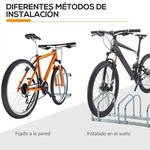 Aparcamiento para 6 Bicicletas Soporte de Acero para Aparcar Bicicletas en el Suelo o Pared 179x33x27 cm Plata [4]