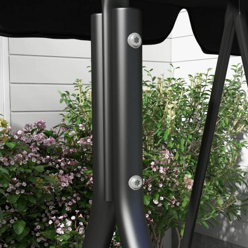 Balancín de Jardín Exterior Columpio de 3 Plazas con Toldo Ajustable y Marco de Acero para Terraza 172x110x153 cm Negro [7]