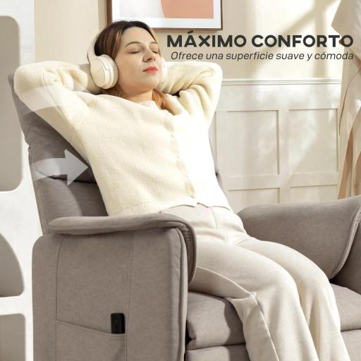 Sillón Reclinable con Motor sin Escobillas Reposapiés Tapizado Resistente y Bolsillos Laterales 80x83x104 cm Marrón [4]
