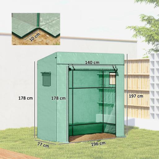 Invernadero de Exterior con Ventanas de Malla y Puerta con Cremallera para Cultivar Plantas Flores 196x77x197 cm Verde [1]