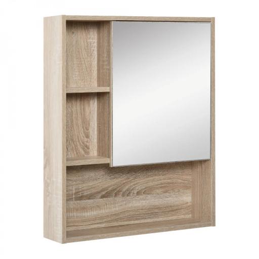 Armario con Espejo Armario de Baño Montado en Pared con Estante Ajustable en Altura Espacio Interno Estantes Abiertos 60x15x76 cm Grano de Roble [4]
