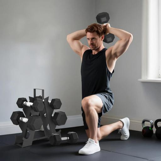 Juego de Mancuernas de 6 Piezas 2 x2 kg 2 x5 kg 2 x8 kg con Soporte de Almacenaje para Entrenamiento en Casa Gimnasio [6]