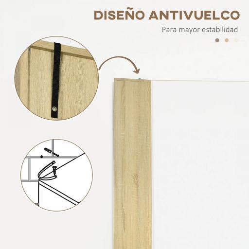 Armario Alto de Baño con 4 Puertas 2 Estantes Abiertos y Estantes Ajustables 53x33,5x195,7 cm Blanco y Roble [5]