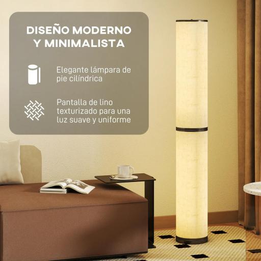 Lámpara de Pie Moderna Salón con Brillo Temperaturas de Color Ajustables Mando a Distancia Magnético Temporizador Beige [7]