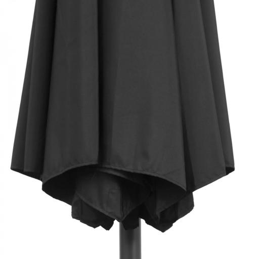 Sombrilla de Jardín Ø295x250 cm Parasol Excéntrico Inclinable con Manivela Base Cruzada y Soporte de Metal 8 Varillas para Terraza Exterior Balcón Negro [5]