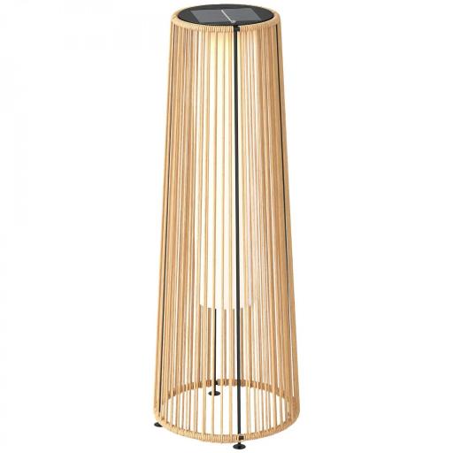 Farola Solar Exterior de Ratán Sintético con Luces LED Encendido y Apagado Automático Impermeable Ø21,5x61 cm Natural [8]