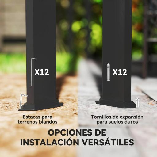 Pérgola de Jardín de Aluminio 3x3 m con Techo Retráctil Lateral Enrollable UPF30+ Cenador de Jardín para Exterior Gris [6]