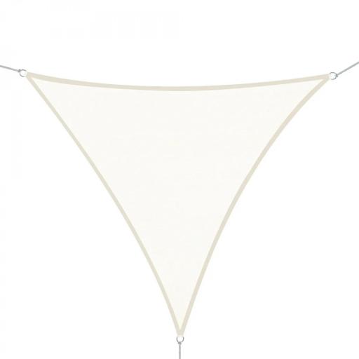 Toldo Vela Triangular 6x6x6 m Vela de Sombra para Jardín Patio Terraza Poliéster Anti UV Color Crema [9]