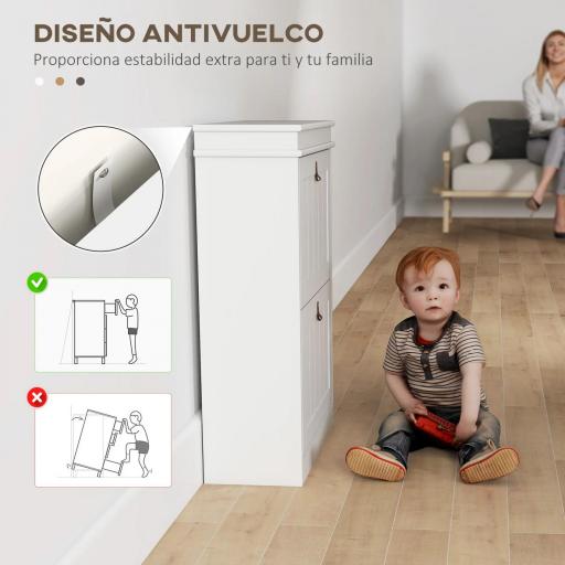 Zapatero Estrecho con 2 Puertas Abatibles y Estantes Ajustables para 10 Pares de Zapatos para Recibidor 54x24x82,5 cm [5]