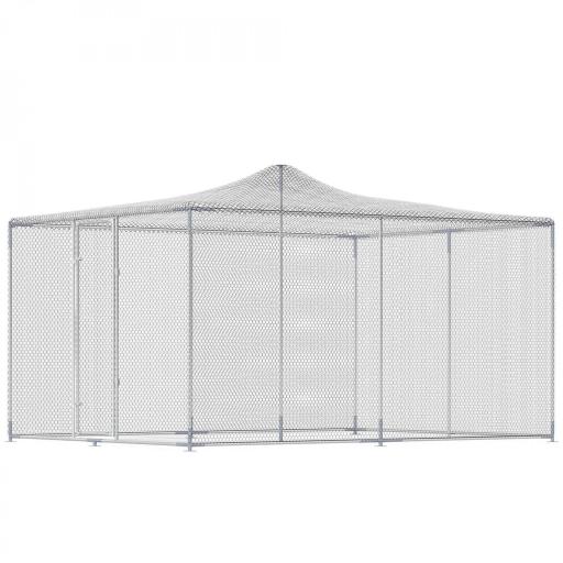 Gallinero para Exterior Grande 4x3x1,97 m 12 m² Gallinero de Acero Galvanizado con Puerta con Doble Cierre Plata [3]