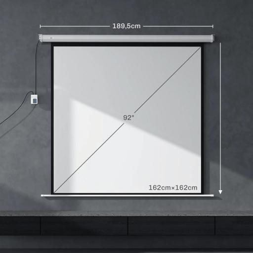 Pantalla de Proyector Eléctrica 92 Pulgadas Pantalla de Proyección con Control Remoto Formato 1:1 HD 4K Blanco [2]
