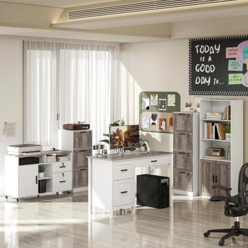 Estantería para Libros Estrecha Librería con Puertas Estantes Abiertos y Armario 60x30x149,5 cm Blanco y Marrón [7]