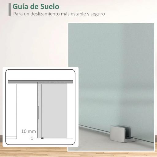 Puerta Corredera de Cristal Satinado 102,5x205 cm Puerta Corrediza con Riel Tirador y Cristal de Seguridad Translúcido [3]