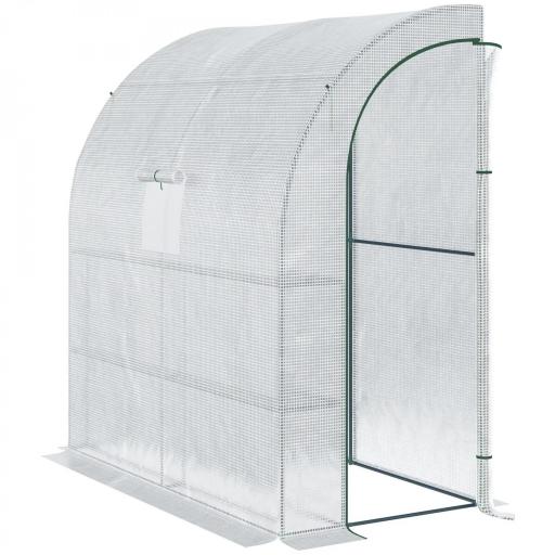 Invernadero de Exterior con Ventanas Estantes de 3 Niveles Puerta con Cremallera y Marco de Acero 200x100x215 cm Blanco [8]