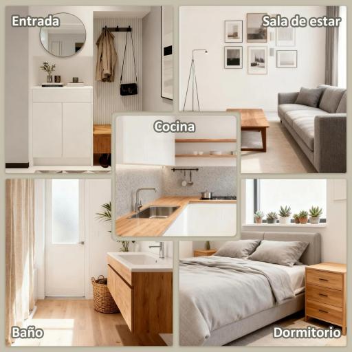 Armario de Salón Aparador Auxiliar con 4 Cajones 1 Puerta y Estante Interior Mueble de Almacenaje Multiusos para Baño Dormitorio Comedor 54x29x83 cm Roble [2]