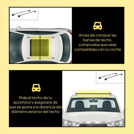 Barras de Techo Universales para Vehículos de Aluminio Bacas Portaequipajes Coche Automóvil Baca para Coche Universales con Cerradura Carga 75 kg 123,5 cm Plata [6]