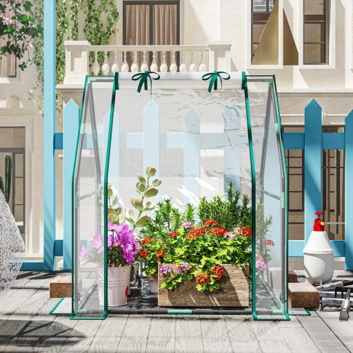Invernadero de Exterior con Puerta con Cremallera Base Impermeable y Marco de Acero 90x90x105 cm Transparente [3]