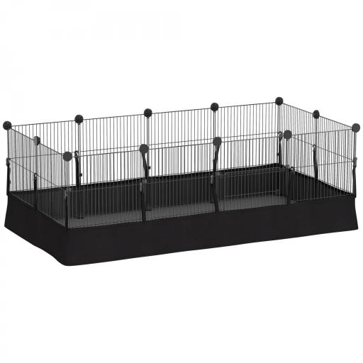 Valla Metálica para Mascotas de 12 Paneles DIY Alfombrilla Impermeable Parque para Cobayas Erizos 120x60x40 cm Negro [8]