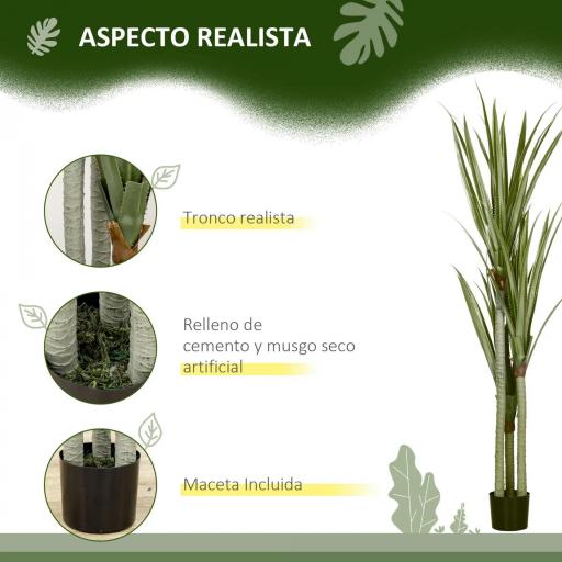 Yuca Artificial 190cm Planta Artificial con 39 Hojas Decoración para Hogar Salón Oficina Jardín Ø17x190 cm Verde [9]