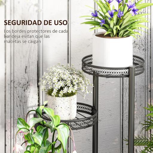 Soporte para Plantas de 4 Niveles Soporte de Acero para Macetas Interior y Exterior 25x25x80 cm Negro [3]