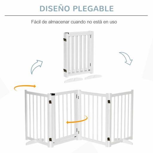 Barrera de Seguridad para Perros Plegable con Puerta y Cierre de Seguridad para Pasillos y Puertas 237,5x36x80 cm Blanco [3]