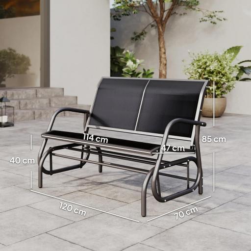 Banco Balancín tipo Silla Oscilante de Jardín o Patio con 2 Plazas 120x70x85 cm Carga 200kg Metal y Tela Texteline [1]