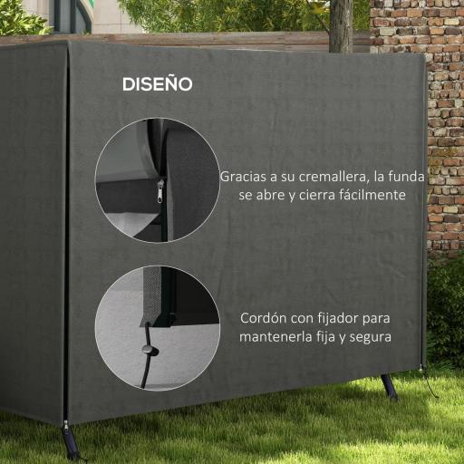 Funda para Balancín de Jardín con Cremallera Cubierta para Muebles de Exterior 205x124x164 cm Gris Oscuro [4]