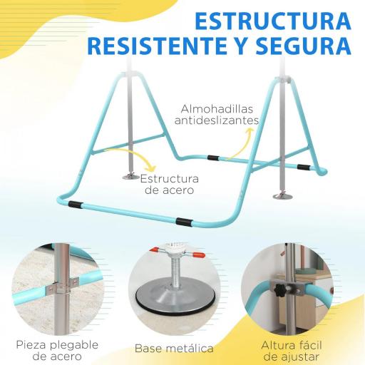 Barra de Gimnasia Artística Plegable Altura Ajustable Equipo de Gimnasia para Entrenamiento en Casa Azul Celeste [1]