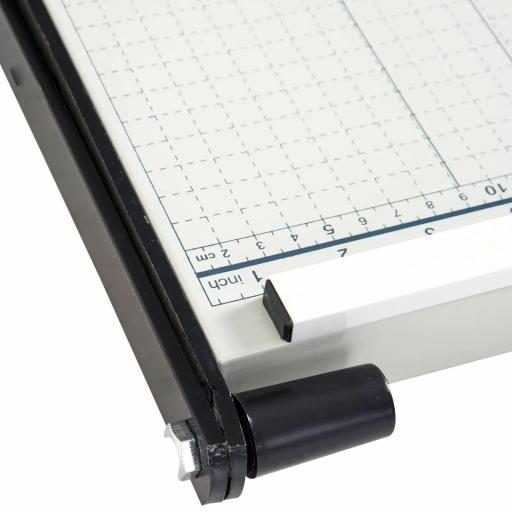 Cortador de Papel A4 Guillotina Profesional para Papelería Fotográfica Oficina Estudio Escuela Capacidad 12 Hojas con Regla Guía Cizalla de Cuchilla 48x26,5x5 cm Blanco [7]