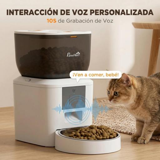 Comedero Automático 4L WiFi 2.4G para Gatos Perros con Control App 2 Cuencos 1-10 Comidas al Día Grabadora Voz 10s [6]
