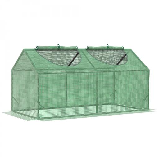 Invernadero de Exterior 120x60x60 cm Invernadero de Jardín con 2 Ventanas Enrollables Cubierta de PE 140g/㎡ y Marco de Acero Impermeable Anti-UV para Cultivo de Plantas Verduras Verde [8]