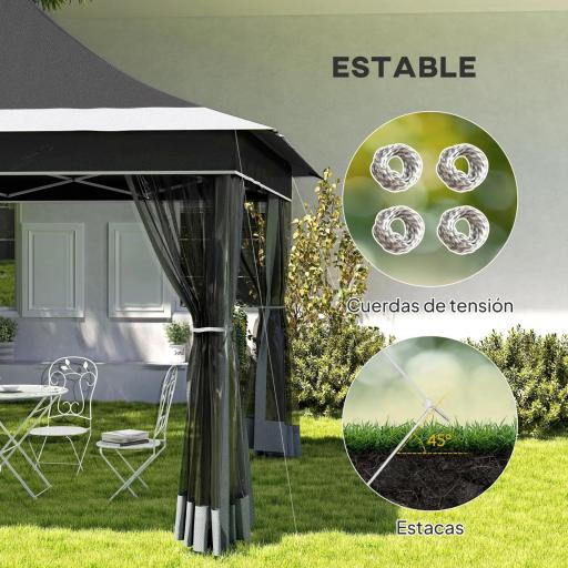 Carpa Plegable 3,5x3,5x3 m con Mosquitera Altura Ajustable y Protección UPF50+ con Bolsa de Transporte Gris Oscuro [6]
