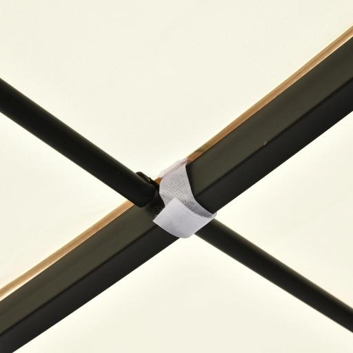 Cenador de Jardín 3x3 m Pérgola con Toldo y 16 Orificios de Drenaje para Patio Terraza Metal y Poliéster 180 g/m² Resistente Crema [6]