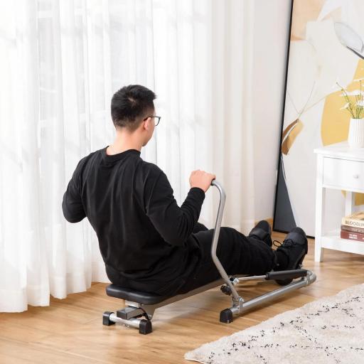 Máquina de Remo Hidráulico Plegable con 3 Niveles de Resistencia Monitor Digital y Pedal Antideslizante para Fitness en Casa Acero 129x70x70 cm Negro y Plata [7]