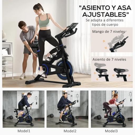 Bici Estática con Resistencia Regulable Volante de Inercia 8 kg Pantalla LCD Manillar y Asiento Ajustable Azul [3]