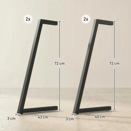 Juego de 4 Patas de Mesa Cuadradas Industriales para Muebles con Pies Ajustables 43x3x72 cm Negro [8]