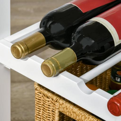 Carro de Cocina con Ruedas Carrito de Servicio con 1 Cajón Estantes Extraíbles y Botellero 76x48x88 cm Blanco [7]