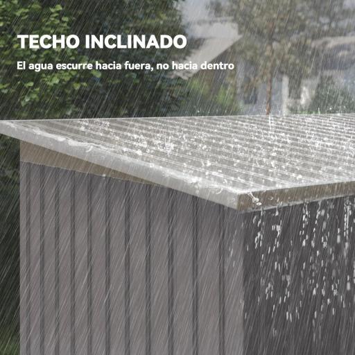 Caseta de Jardín Exterior 3,2 m² 280x130x172 cm Cobertizo de Jardín con Puertas Correderas y Ventilaciones Gris Claro [7]
