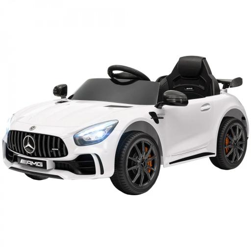 Coche Eléctrico para Niños de +3 Años Mercedes-Benz AMG GTR con Batería 12V Mando a Distancia Faros Bocina Música Blanco [8]