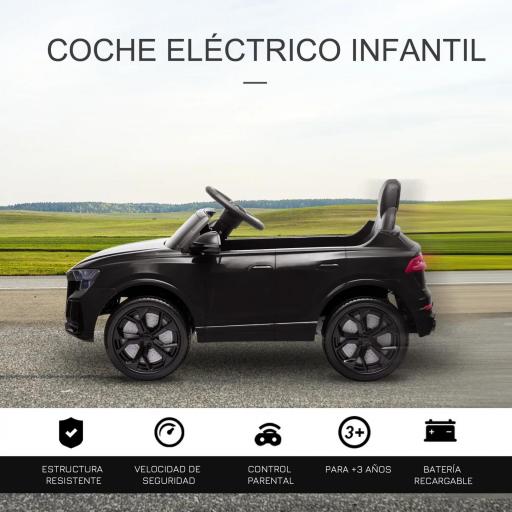 Coche Eléctrico Infantil +3 Años Licencia Audi RS Q8 con Batería 6V 2 Motores Mando a Distancia Música Bocina y Luces Velocidad Máx. 3km/h 101x62x51 cm Negro [2]
