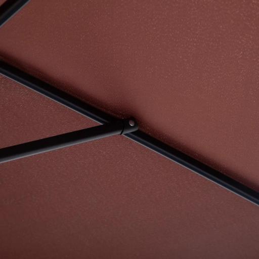 Sombrilla para Jardín Ø260x235 cm Parasol de Aluminio Reclinable con Manivela y 6 Varillas de Metal Café [7]