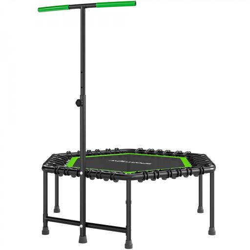 Trampolín de Fitness 114x114x132 cm con Mango Ajustable de 3 Niveles y Marco de Acero Verde y Negro [9]