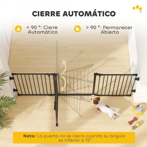 Barrera de Seguridad para Mascotas de 3 Paneles Puerta Auto Cierre y Diseño Plegable para Perros Pequeños 202,5x2x76 cm [7]