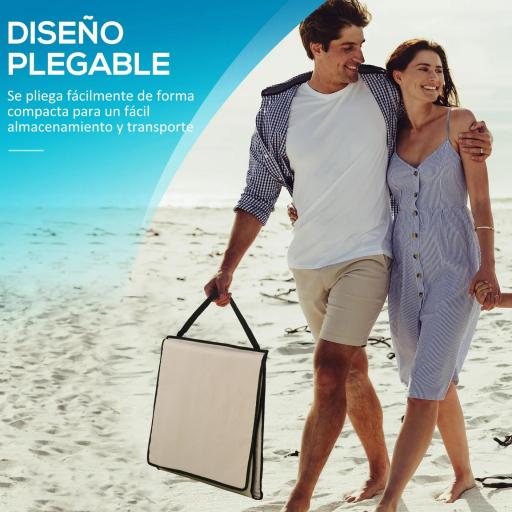 Conjunto de 2 Esterillas de Playa con Respaldo Reclinable y Bolsa de Transporte para Jardín Camping 142x51x40 cm Beige [1]
